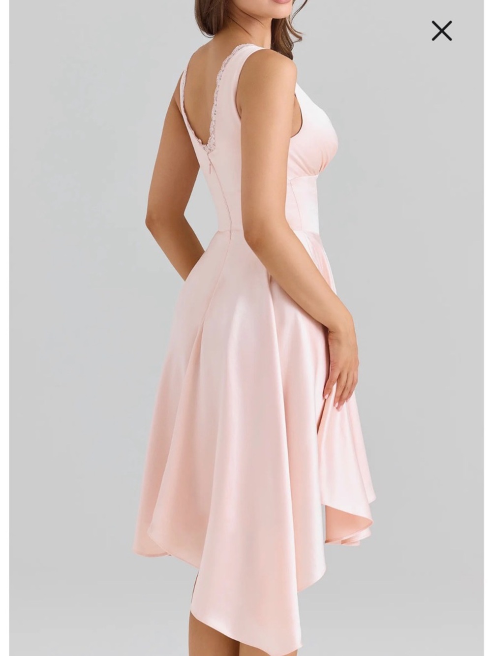 House of CB Pale Pink Asymmetrical Satin Dress - Picture 2 of 3